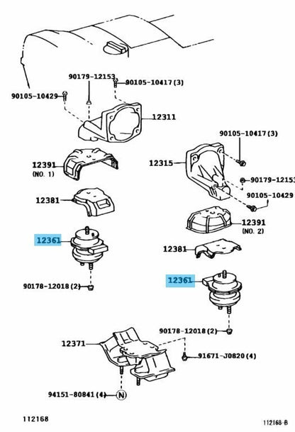 LEXUS GS4## IS300 1JZ 2JZ Genuine Insulator Engine Mounting Front 12361-46190 x2