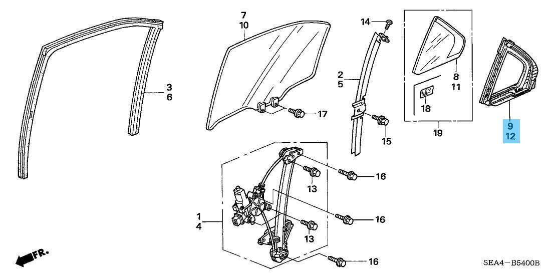 ACURA TSX 4Door 2004-2008 Genuine Rear Door Quarter Seal Right & Left Set OEM
