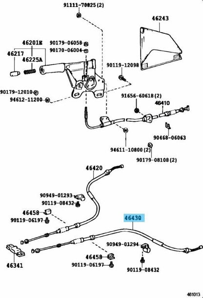 TOYOTA SUPRA MA70 90-92 Genuine Parking Brake Cable Assy No.3 46430-14300 OEM