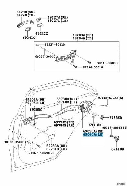 TOYOTA LEXUS Genuine Door Lock Actuator Assy Rear W/Motor Left 69060-33120 OEM