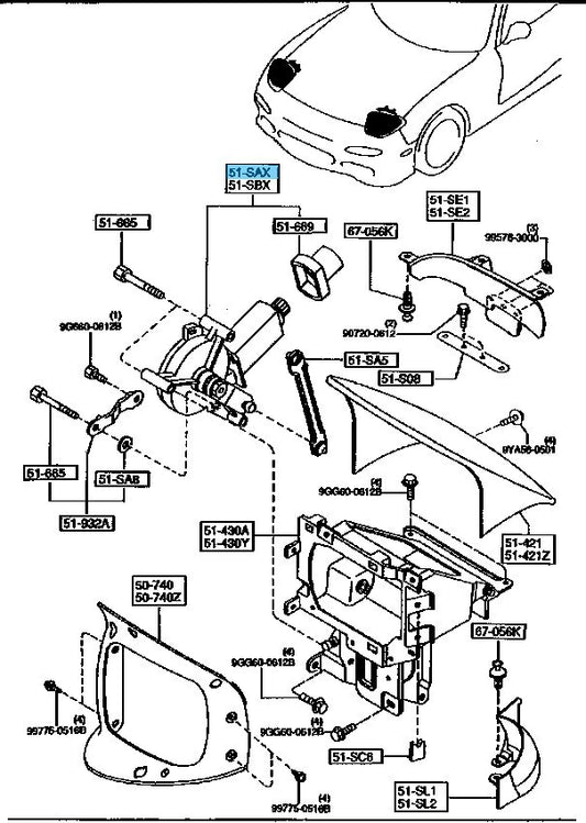 MAZDA RX-7 FD3S 1993-1995 Genuine Retractable Head Motor RH FD01-51-SAXB OEM