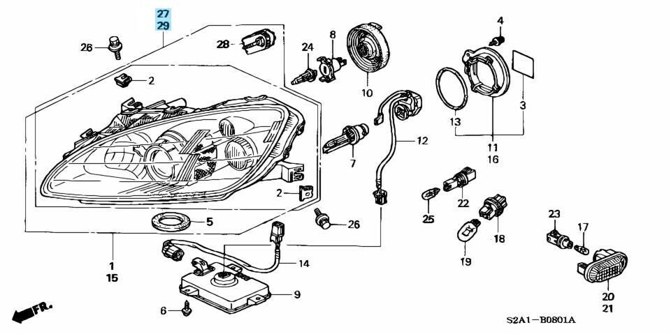 HONDA S2000 S2K AP2 (AP1) Genuine Headlight Lamp Unit HID Right & Left Set OEM