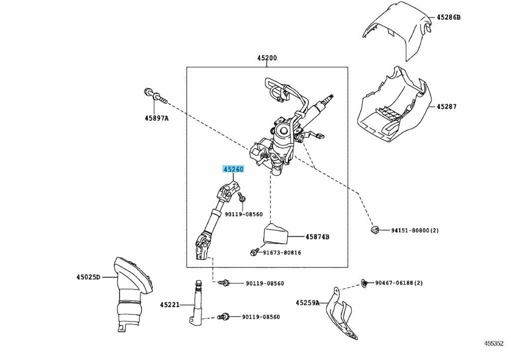 TOYOTA PRIUS ZVW30 ZVW35 Genuine Steering Intermediate Shaft No2 45260-12710 OEM