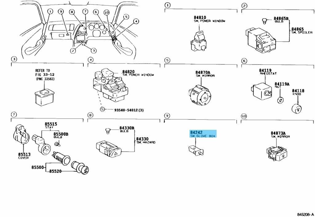 TOYOTA SUPRA JZA70 / 80 86-98 Genuine Glove Box Courtesy Lamp Switch 84242-20030