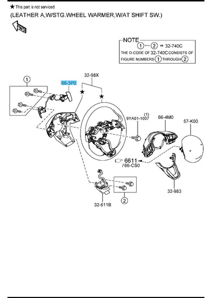 MAZDA MAZDA6 GJ 2016-2021 Genuine Steering Shift Switch BHT1-66-3P0 OEM