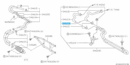 SUBARU IMPREZA GC# GF# 93-01 Genuine Power Steering Hose B 34611FA110 OEM