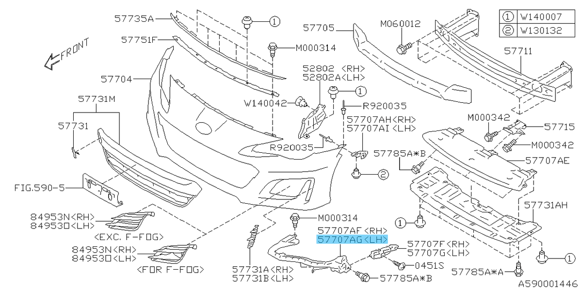 SUBARU BRZ ZC6 2013-2016 Genuine Front Bumper Corner Bracket Left 57707CA012 OEM