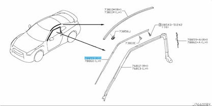 NISSAN GT-R GTR R35 2009-2021 Genuine Weatherstrip Retainer RH 76870-JF00A OEM