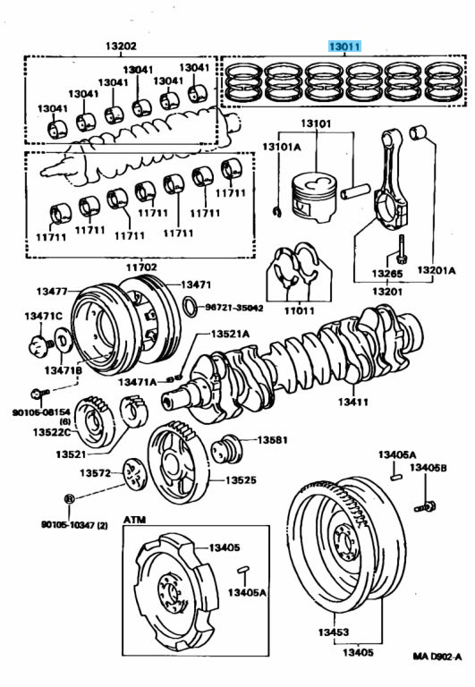 TOYOTA LAND CRUISER FJ7# 95-16 Genuine 4.2L Diesel Piston Ring Set 13011-17030