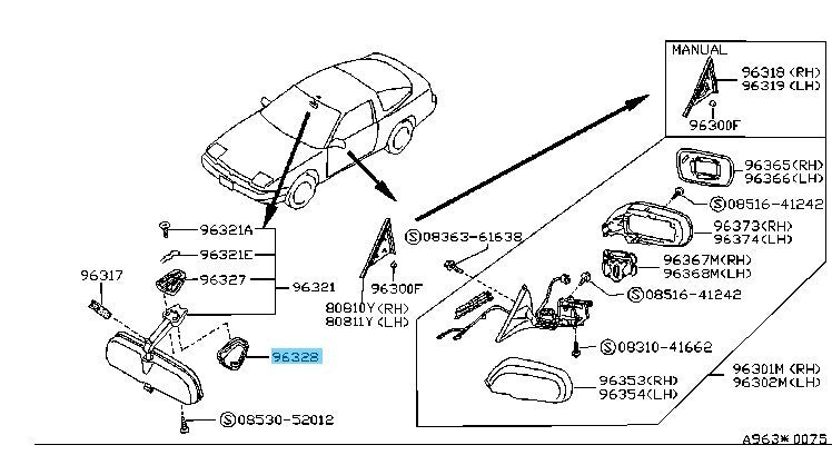 NISSAN 240SX S13 1989-1994 Genuine Inside Mirror Cover 96329-52A02 OEM