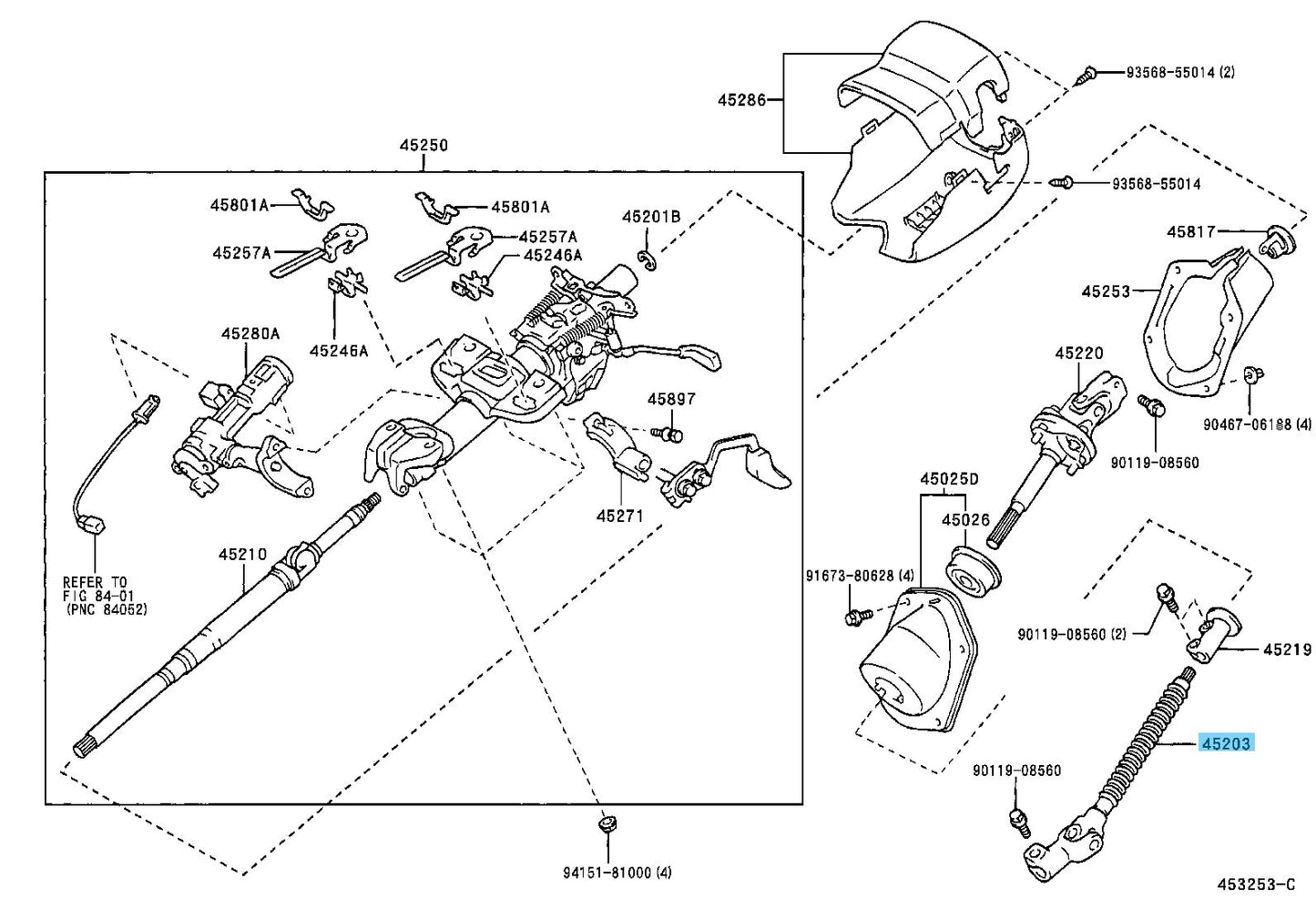 TOYOTA 4RUNNER GRN210 03-09 Genuine Lower Steering Shaft NO.2 45203-35310 OEM