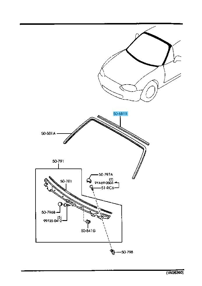 MAZDA MIATA NA NB 99-05 Genuine Front Window Molding Protector DX50-50-6B1 OEM