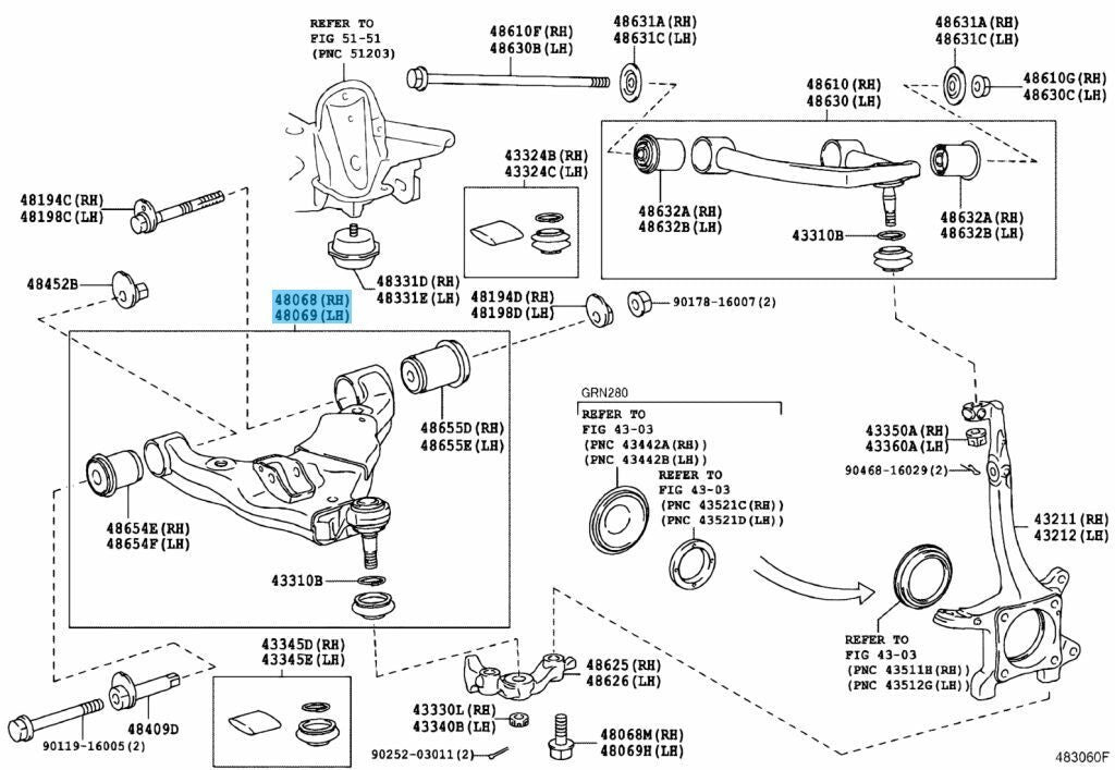 TOYOTA 4RUNNER GRN28# 10-22 Genuine Front Suspension Lower Arm RH & LH Set OEM