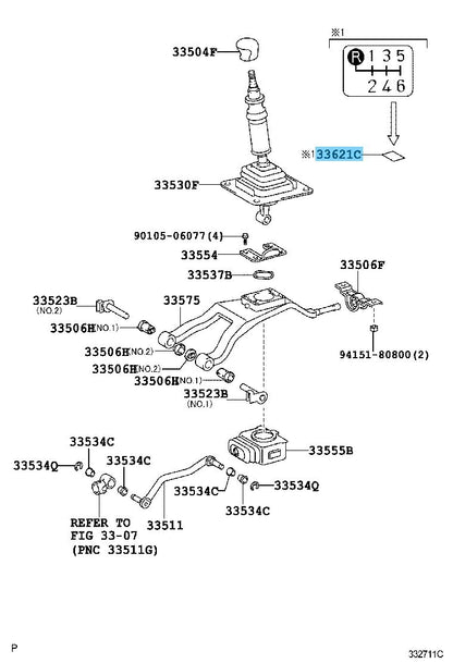 LEXUS IS350 GSE20 06-12 Genuine Control Lever Information Label 33621-53030 OEM