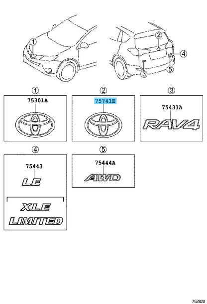 TOYOTA RAV4 ALA40 2013-2016 Genuine Back Door Emblem No.1 90975-02071 OEM