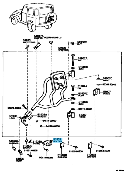 TOYOTA LAND CRUISER Genuine  Rear Spare Tire Carrier Rubber Cushion 51929-90300