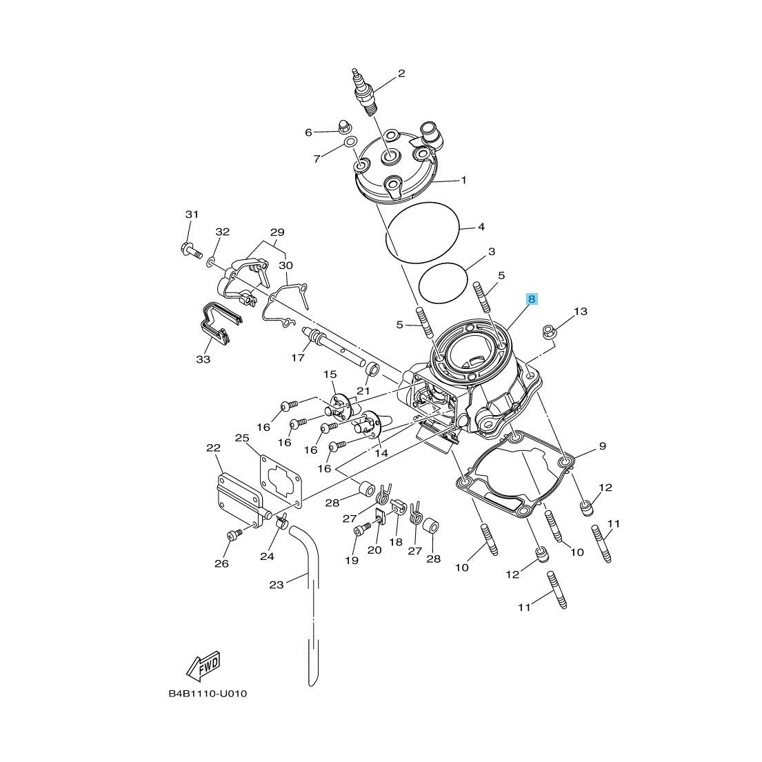 YAMAHA YZ85 '19-25 YZ85 LW '22-25 Genuine Engine Cylinder B4B-11311-00-00 OEM