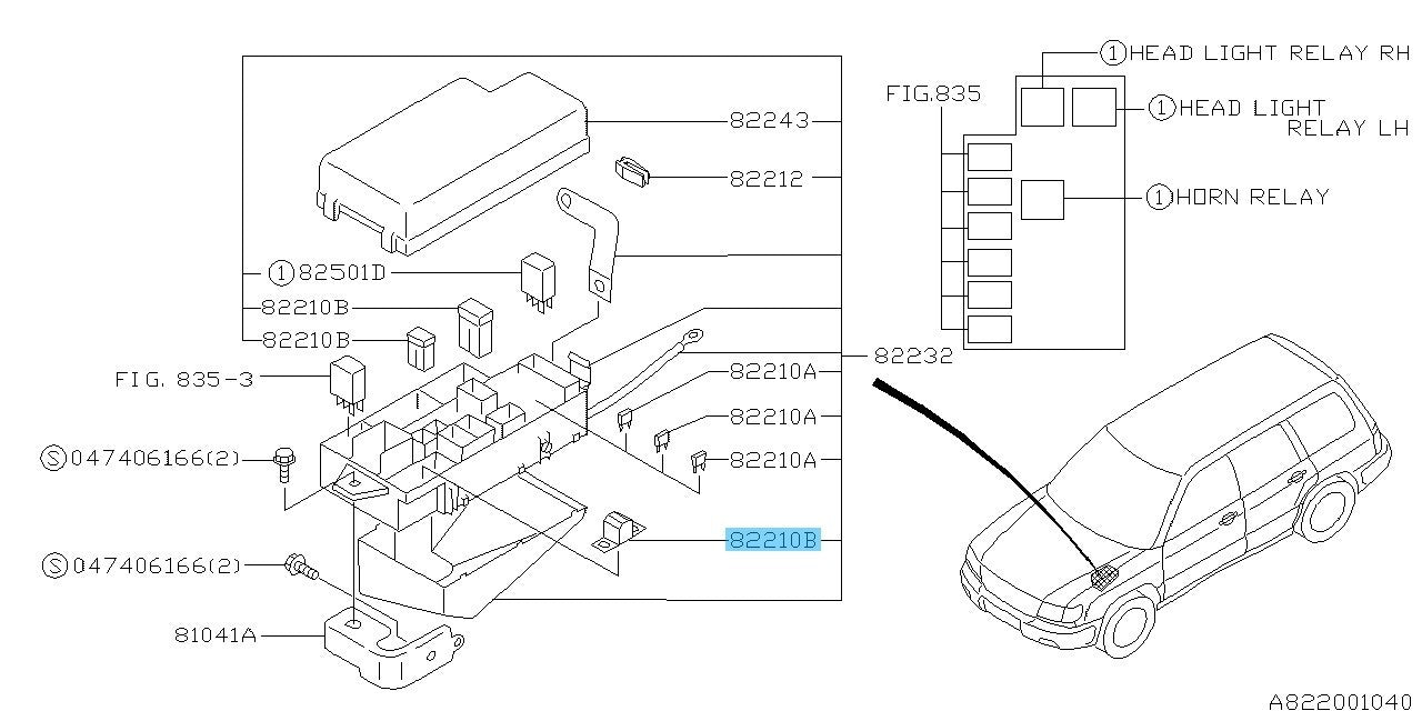 SUBARU FORESTER SF5 1998-2002 Genuine Main Fuse 82211FC080 OEM