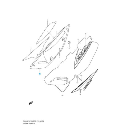 SUZUKI DR650SE '00-01 '08-09 2011 2017 2019 '22-23 Genuine Frame Cover RH BLACK