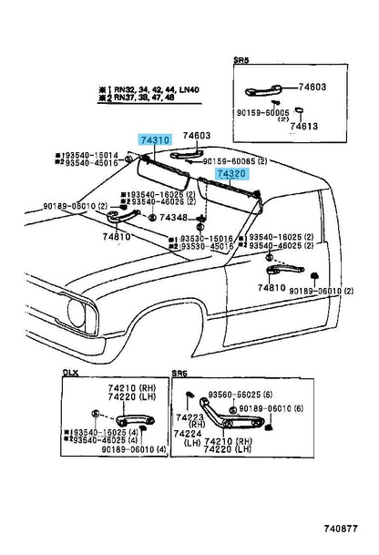 TOYOTA PICKUP RN34 79-83 Genuine Visor Assembly RH & LH 74310-89109-04 x2 set