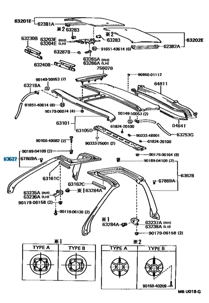 TOYOTA MR2 SW20 SW21 Genuine T-Bar Roof Weather Strip Side Rail Right Side OEM