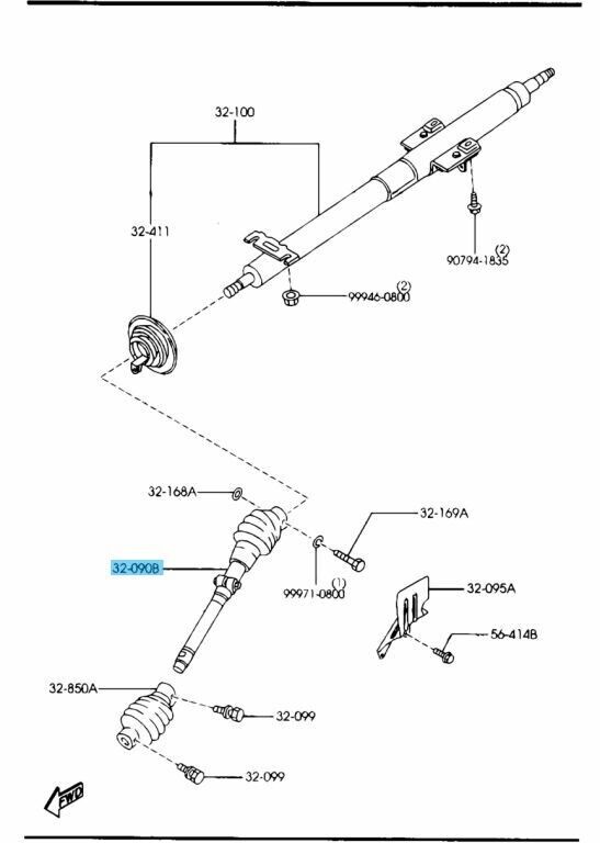 MAZDA RX-7 FD3S 1993-1995 Genuine Intermediate Shaft F100-32-090A OEM