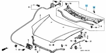 HONDA CIVIC TYPE-R EK9 EK 3D RHD Genuine Cowl Top 74200-S04-000 & 9 Clip Set OEM