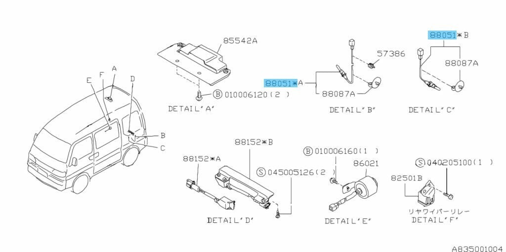 SUBARU SAMBAR VAN & TRUCK KS4 KV4 91-99 Genuine Temperature Sensor 88051TA060