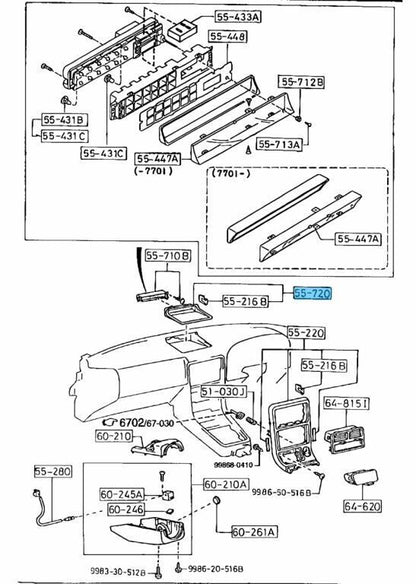 MAZDA SAVANNA RX-7 FC3# 89-91 Genuine Dashboard Clock Bezel F055-55-71XB07 OEM