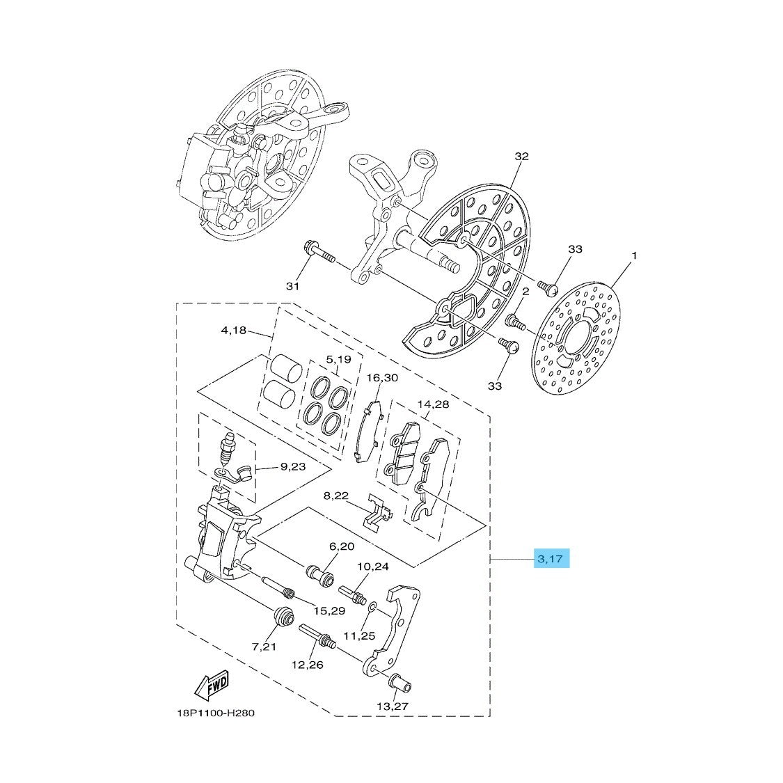 YAMAHA YFZ450R 2009-2025 Genuine Front Brake Caliper Assy RH & LH Set OEM