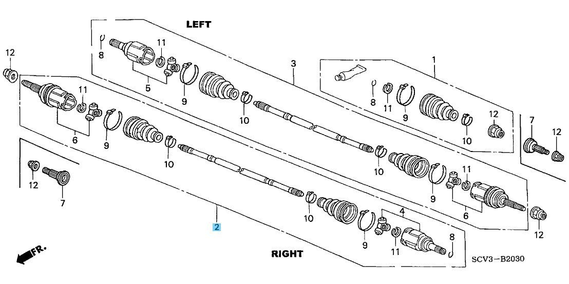 HONDA ELEMENT YH2 03-08 Genuine Rear Driveshaft Assy RH 42310-SCW-A00 For 4WD