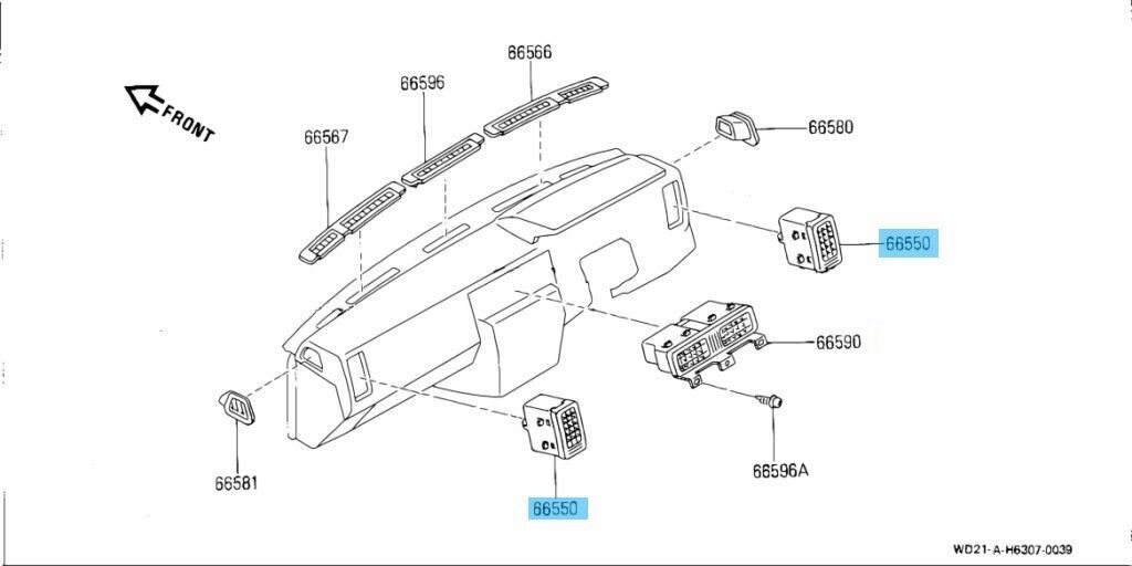 NISSAN PATHFINDER WD21 1987-1992 Genuine Vent Duct Grille Side 68760-23G00 OEM