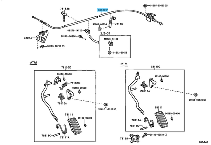 TOYOTA SUPRA JZA80 RHD 97-02 Genuine Throttle Accelerator Cable 78180-1B110 OEM