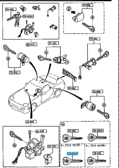 MAZDA RX-7 FD FD3S 93-95 Genuine efini Primary Blank Key H380-76-201A OEM RHD