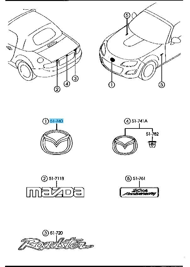 MAZDA MX-5 MIATA NC 2009-2015 Genuine Front Bumper Emblem F189-51-731 OEM