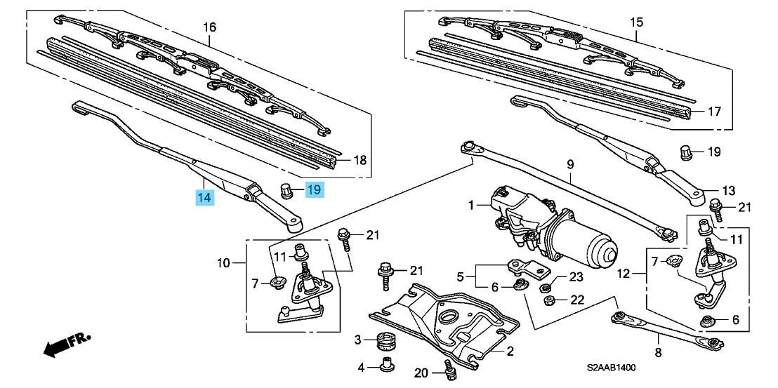 HONDA S2000 AP1 AP2 '00-09 Genuine Windshield Wiper Arm & Nut Set RH LHD OEM