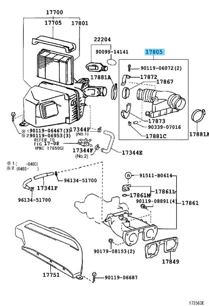 LEXUS GS300 JZS160 01-05 Genuine Intake Air Connector Assy 17860-46142 OEM
