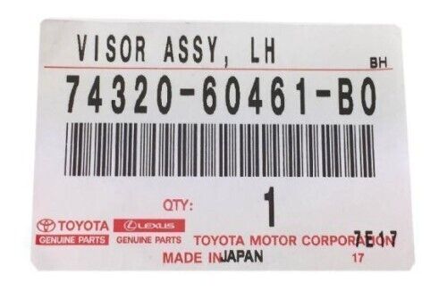 TOYOTA LAND CRUISER FZJ7# HDJ7# Genuine Visor Assy LH 74320-60461-B0 OEM