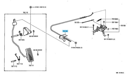 TOYOTA SUPRA MA70 86-93 Genuine Accelerator Control Cable 78180-1B041 OEM LHD