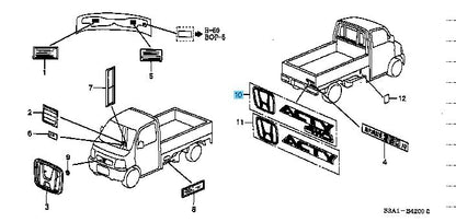 HONDA ACTY TRUCK HA6 HA7 Genuine Rear Sticker 75723-S3A-J00ZC OEM