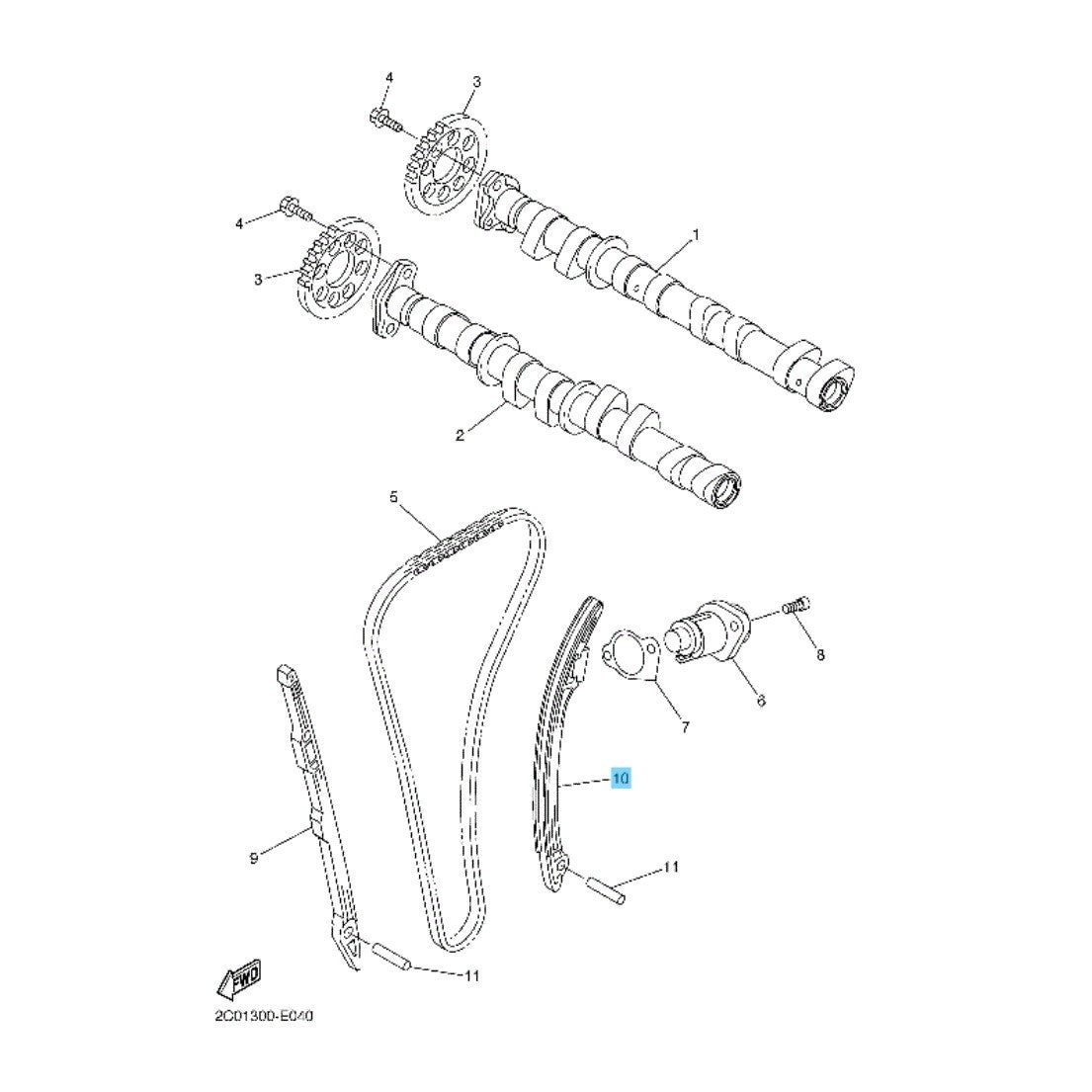 YAMAHA YZF-R6 2006-2007 Genuine Camshaft Chain Damper No.2 2C0-12252-01-00 OEM
