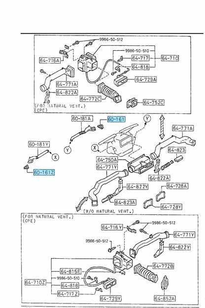 MAZDA RX-7 RX7 FC3S 86-92 Genuine Demister Grill Dashboard Vent RH & LH Set OEM