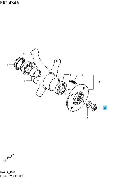 SUZUKI ALTO WORKS HA21S 94-98 Genuine Front Hub Lock Nut 09159-18008 x2 Set OEM
