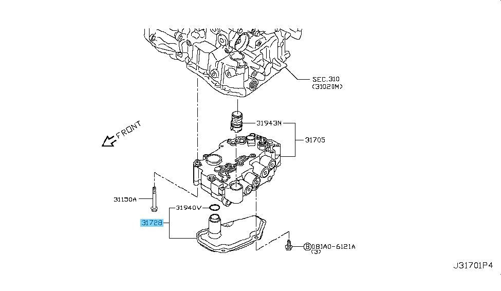 NISSAN SENTRA B17U '13-19 Genuine Transmission Oil Filter 31728-3JX0C For CVT