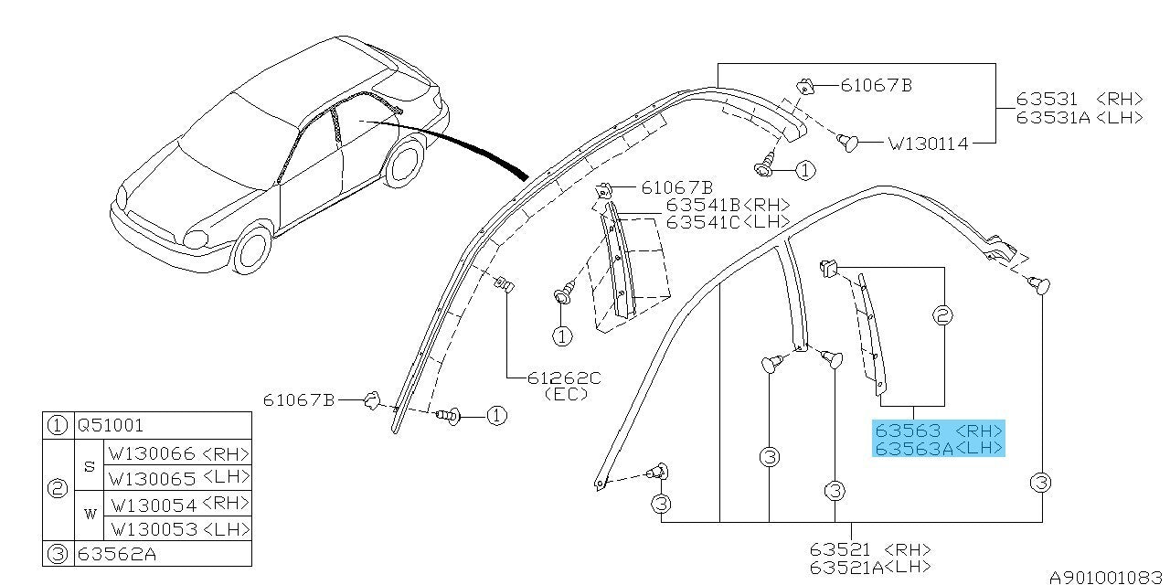 SUBARU IMPREZA WRX GG 02-07 Genuine B Pillar Cover Assy RH & LH Set For Wagons