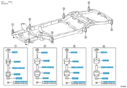 TOYOTA LAND CRUISER PRADO GRJ120 03-09 Genuine No.1-4 Up & Low Mounting R&L set