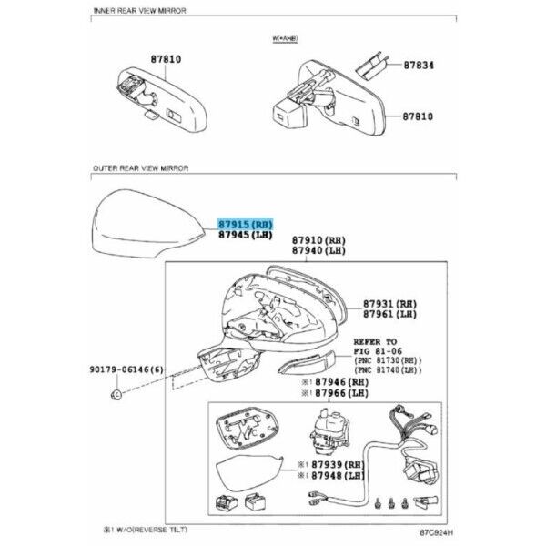 TOYOTA PRIUS C 2011-2019 NHP10 Genuine Cover Outer Mirror RH 87915-52170-A0 OEM