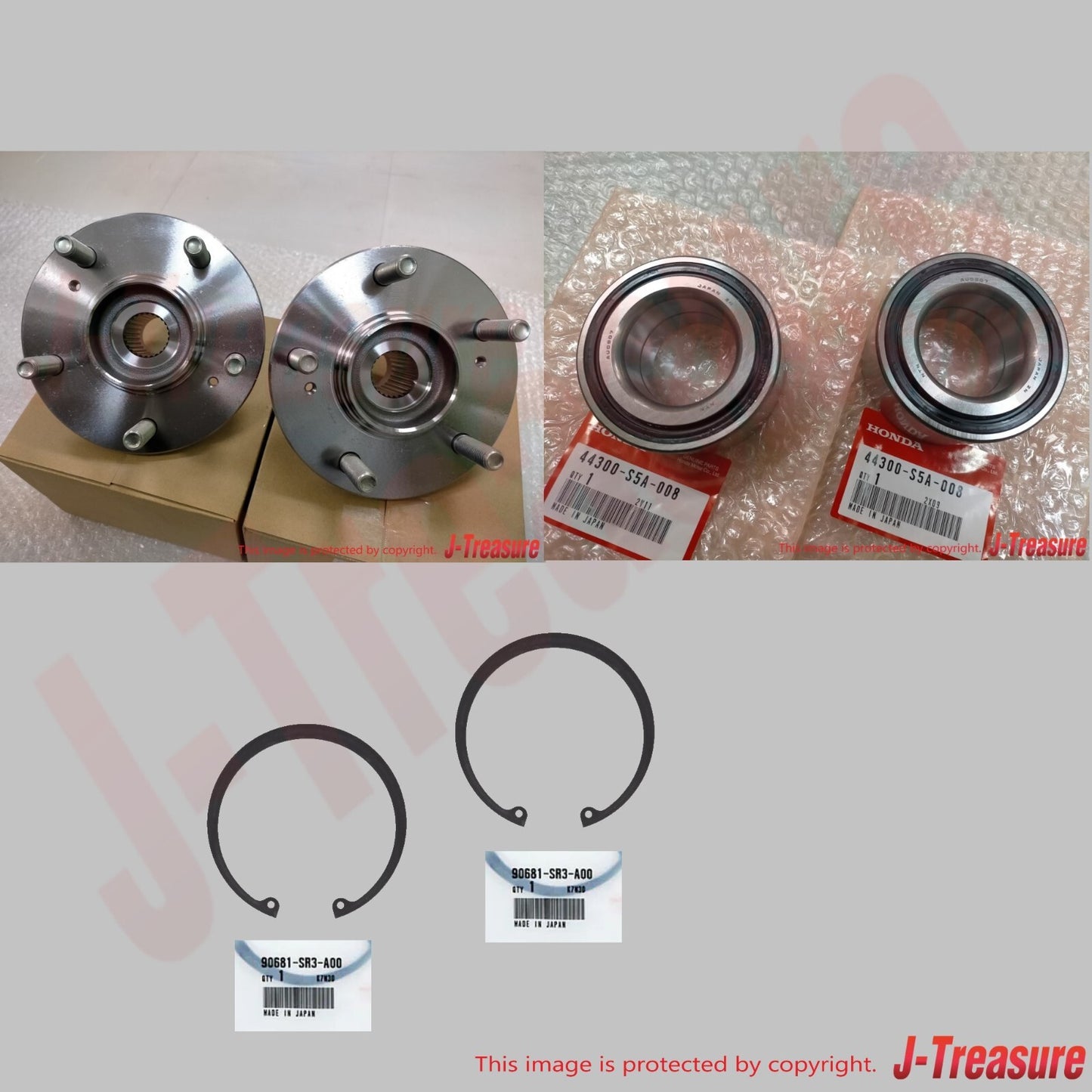 HONDA CIVIC EK9 1997-2001 Genuine Front Wheel Hub Bearing Assy RH LH & Clip Set