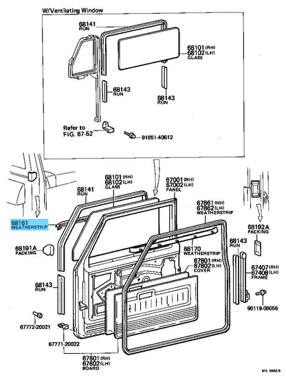 TOYOTA LAND CRUISER FJ40 '81-83 Genuine Fr/Door Glass Weatherstrip Outer LH W/VW