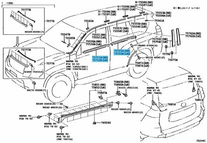 TOYOTA LAND CRUISER PRADO 150 Series 2010-2020 Genuine Door Belt Molding Set OEM